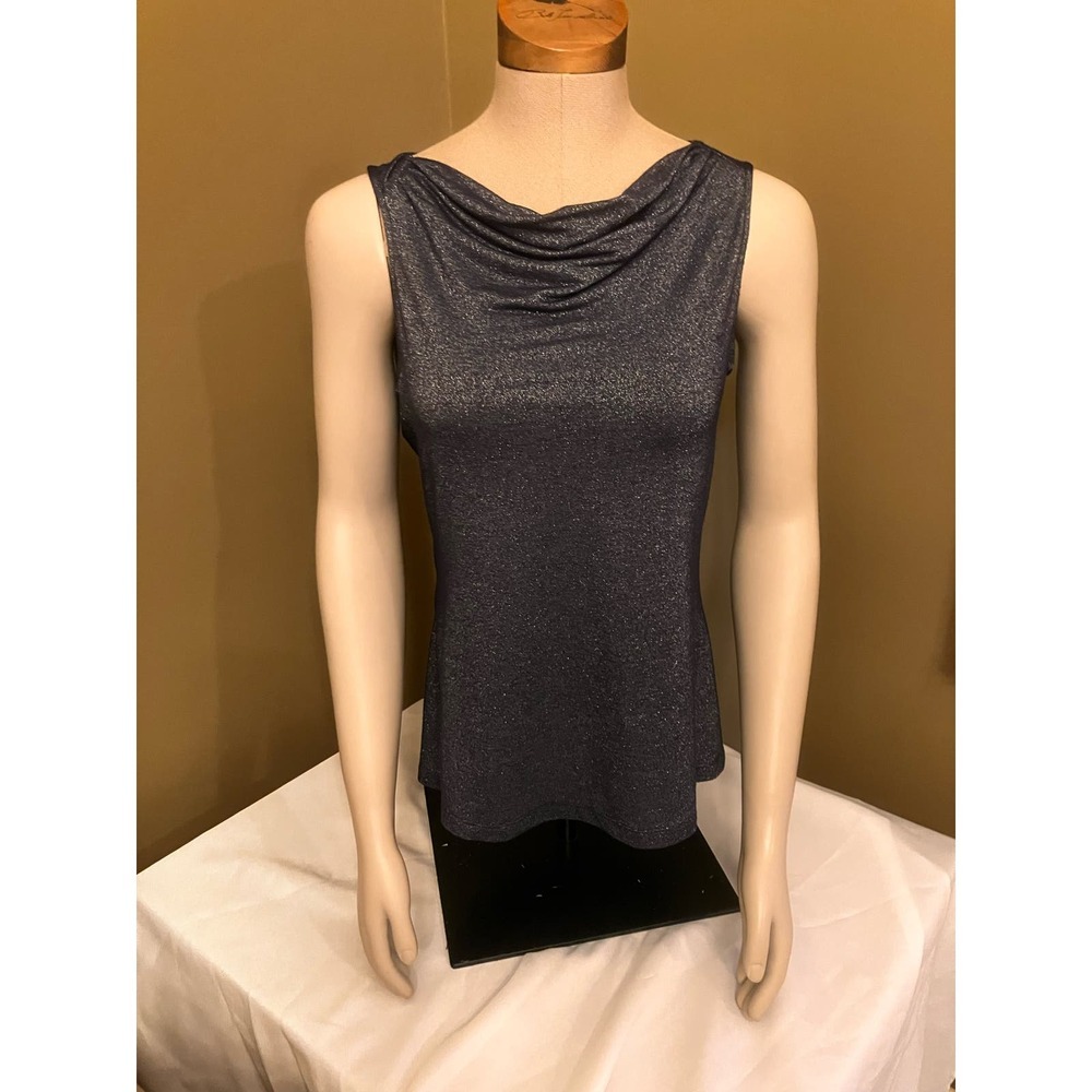 Willi Smith Large‎ Metallic Blouse Knit Gray Sleeveless